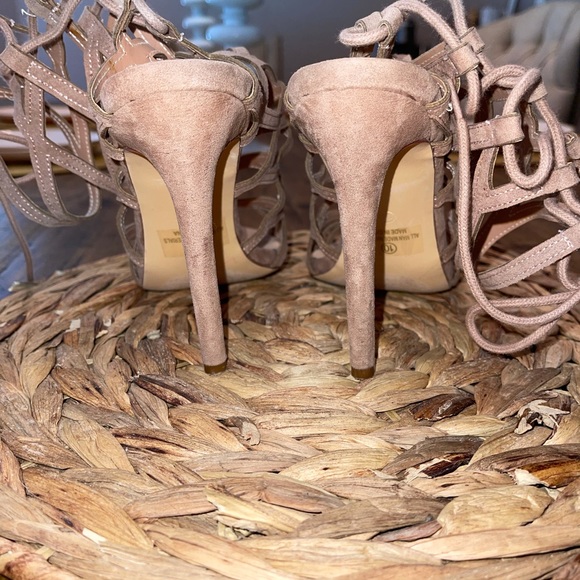 Liliana Nude Lace up Heels - Picture 4 of 4